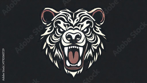 Vector animal heads illustration featuring angry tiger, bear, and lion mascot tattoos for wild predator power symbols