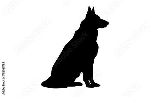 a silhouette of a german shepherd dog sitting in profilebeagle, black, dog, profile, sheepdog, shepherd, sit 
