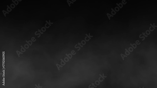 Black and White Smoke Fog Rising Over Dark Background | Abstract Haze and Steam Effect for Mysterious or Dramatic Visuals | Slow Motion Atmospheric Element