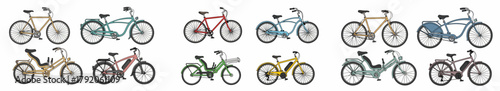 Colorful bicycles collection in various styles