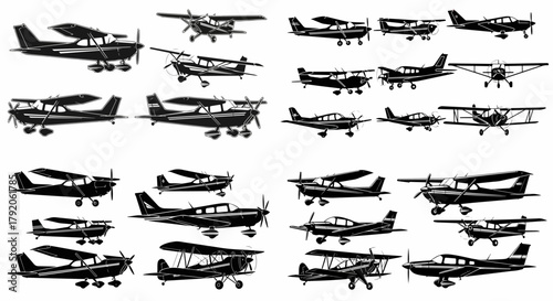 Various small aircraft silhouettes collection