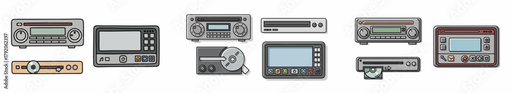 Fototapeta premium Car audio systems collection with transparent background