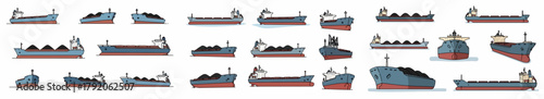Cargo ships collection in various views