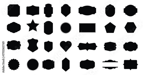 Set of Useful Name Tag   Banner Label Shapes Heart Star Polygon vector illustration 