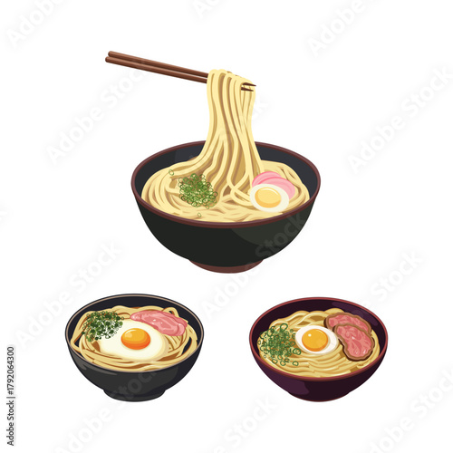 Udon Bowl Illustration Set