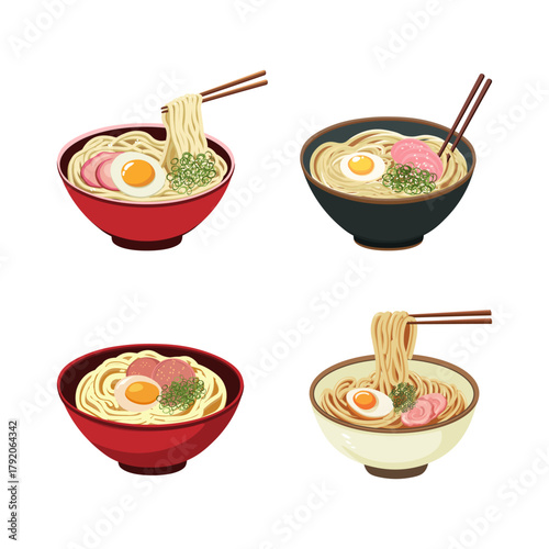 Japanese Udon Noodle Vector Collection