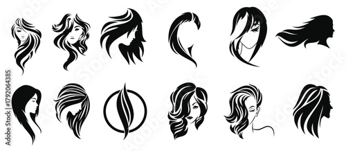 collection of hair style logo