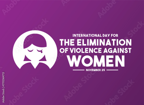 International Day For The Elimination of Violence Against Women. November 25. Purple gradient background.