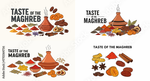 Maghreb spices and food ingredients collection