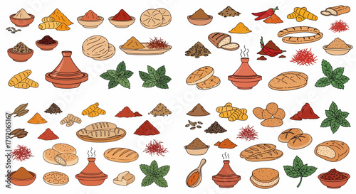 Middle Eastern food and spices collection