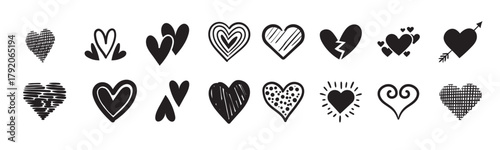 bundle of hearts love set icons