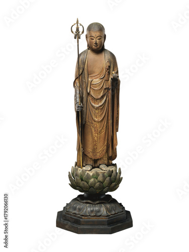 Serene Japanese Jizo Bodhisattva Intan Wood Sculpture 1291 Kamakura Period