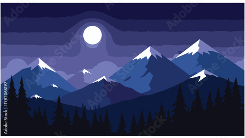 winter landscape with mountains