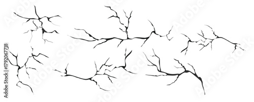 cracked glass wall egg fissures in ground top view set 