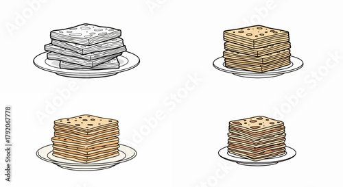 Stacked cookies on plates food dessert confectionery