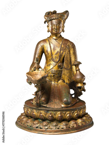 Gilt Bronze Nepalese Lamp Bearer 1698 Nobleman Sculpture Himalayan Buddhist Art