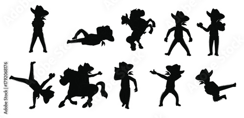 Set of Cowboy vector illustration