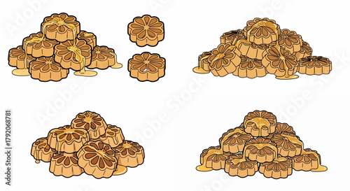Honey cakes stacked with transparent background