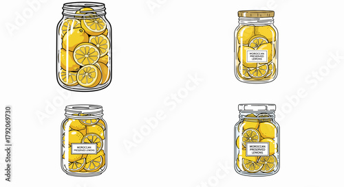 Moroccan preserved lemons in jars with transparent background