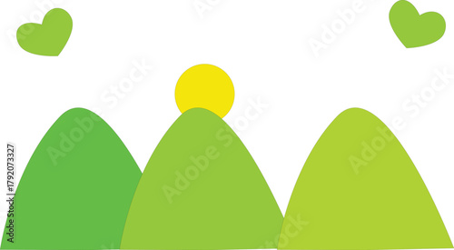 described features a vibrant and cheerful landscape that conveys a sense of positivity and warmth.