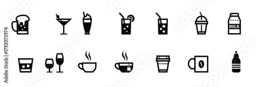 drink icons and beverages icons with white background