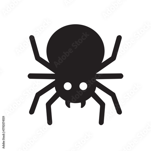 A black silhouette of a spider with eight legs and two small eyes, symbolizing fear, mystery, and the Halloween spirit.