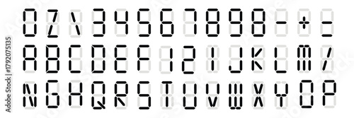 digital numbers alphabet vector set illustration 