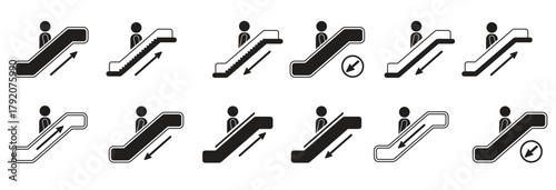 escalator icons vector 