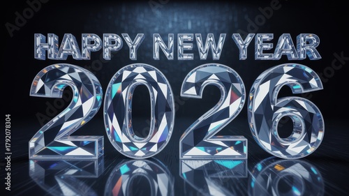 Happy New Year 2026 diamond text celebration