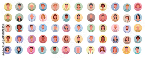 large collection of diverse male and female profile face