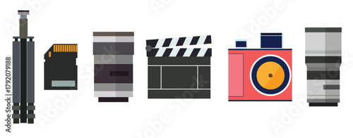 photography and camera icons set