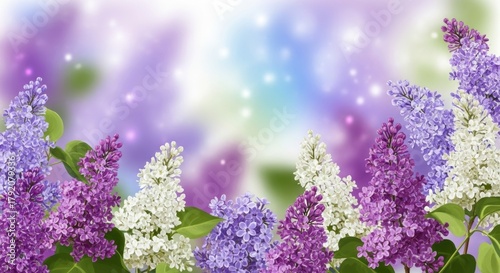 Vibrant Lilac Blooms with Bokeh Background, Flower, Purple, White