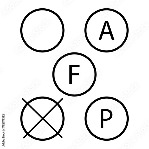 Dry clean symbols. Set of dry clean symbols. Safe care information on the garment label. Clothing markings. Warning sign.