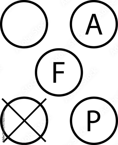 Dry clean symbols. Set of dry clean symbols. Safe care information on the garment label. Clothing markings. Warning sign.