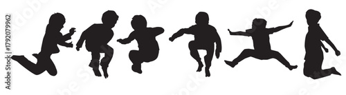  jump kids silhouette vectors