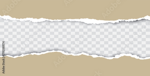 Brown ripped paper background with transparency place for your text.