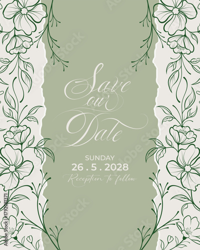 Modern torn paper edges wedding invitation card background