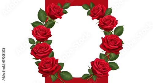 Red Rose Wreath Border Design, Roses, Flower, Floral