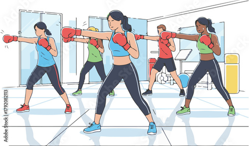 group of people doing fitness exercise