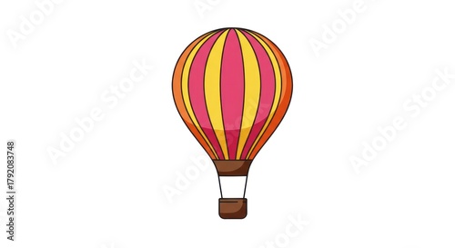 Colorful Hot Air Balloon Illustration on White Background.