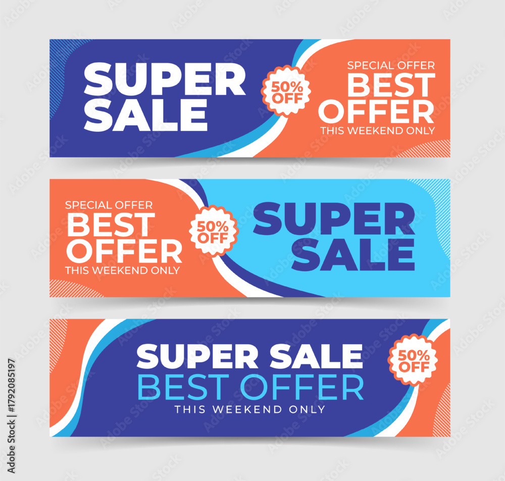 Obraz premium Flat design sale horizontal banners set