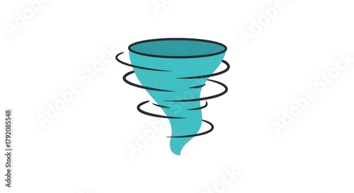 Stylized Tornado Illustration with Swirling Lines and Blue Hue.