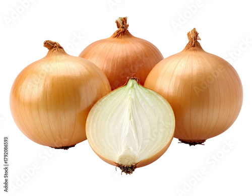 Wallpaper Mural Four onions, one cut in half showing inner layers Torontodigital.ca