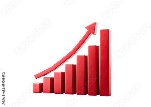Free Download Red bar graph with upward-pointing arrow indicates growth - GFXLoad