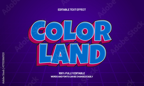 color land editable cartoon kids text effect for playful poster