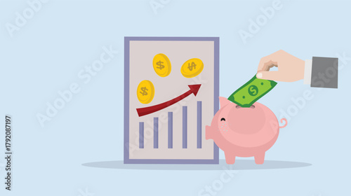 financial growth and investment strategies featuring a piggy bank