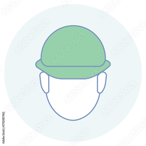 Worker with Helmet Icon, Helmet Protection, Safety Engineer, Hard Hat Worker, Industrial Labor, vector