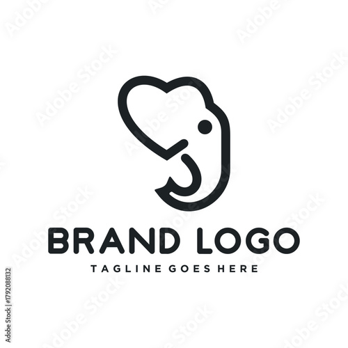 black elephant log love outline