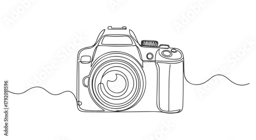 Camera Continuous One Line Drawing Minimalist Single Line Art Illustration