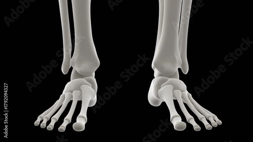 3D model of human tibia and fibula leg bones, lower leg anatomy